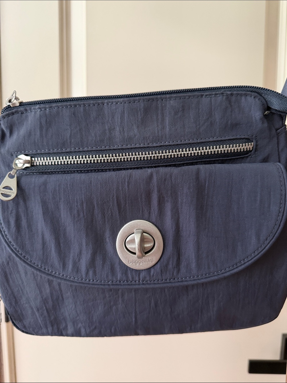 Baggallini Navy Crossbody with Turnlock Front Pocket